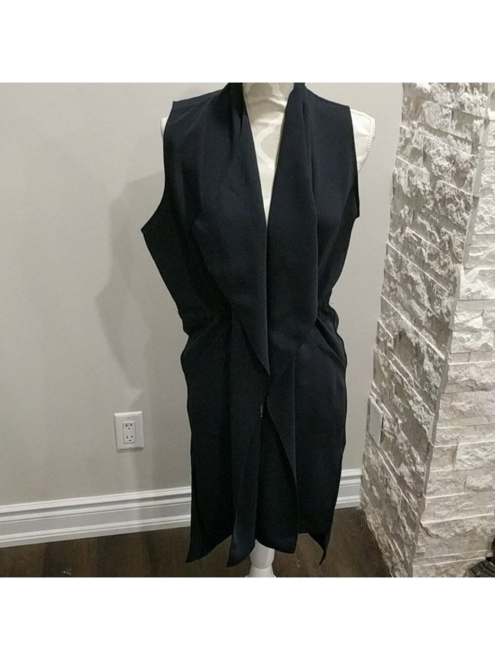 Zara navy blue sleeveless long jacket